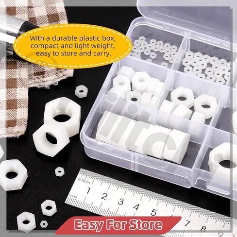 Hilitchi 164PCS Black Nylon Hex Nuts M2 M2.5 M3 M4 M5 M6 M8 M10 M12 M14 Metric Coarse Thread Nylon Hexagon Nuts Assortment Kit for Industrial Home Automotive Construction Fasteners in Saudi Arabia