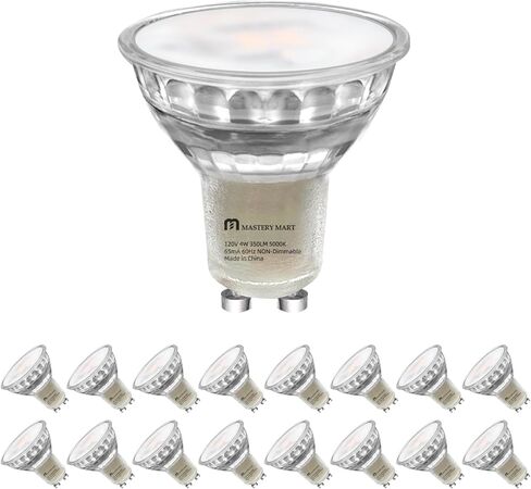 MASTERY MART GU10 LED Bulb, Non-Dimmable Track Light Bulbs, 50W Equivalent, 4W GU10 Base, 5000K Daylight White, Halogen Replacement, Range Hood, Track Lighting, 10 Pack in Saudi Arabia