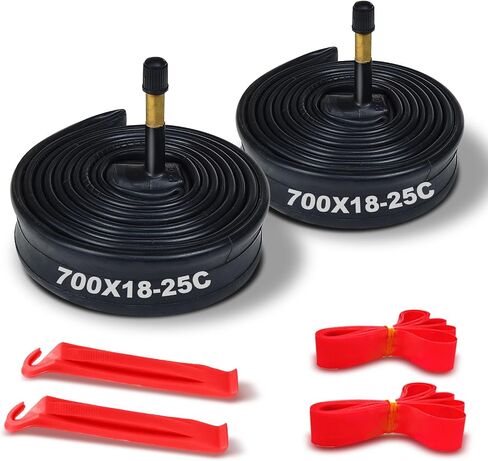 Bike Inner Tube 700X25C/32C with Rim Strips, Tire Levers and Spoke Lights- Schrader Valve 48MM - 2 Pack in Saudi Arabia