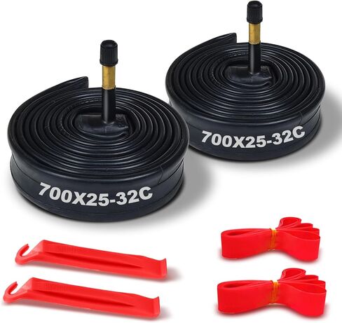 Bike Inner Tube 700X25C/32C with Rim Strips, Tire Levers and Spoke Lights- Schrader Valve 48MM - 2 Pack in Saudi Arabia