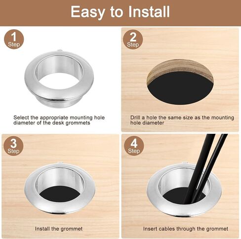 uxcell 4 Pcs 2.36 inch (60mm) Nylon Desk Grommets, Plastic Cable Hole Cover, Wire Cord Cable Organizer for Computer Desk Cabinet, Gold in Saudi Arabia