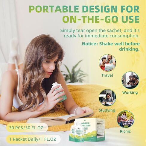 مكمل سائل سيترات المغنيسيوم 1800 مجم، مشروب المغنيسيوم/محلول فموي مع البروميلين وفيتامين والزنك والصوديوم للنوم والعضلات والقلب ودعم الهضم والإمساك، والأناناس، 10 أونصة سائلة (10 قطع) in Kuwait