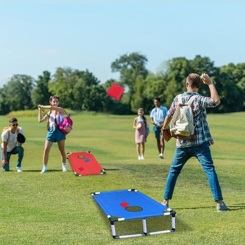 Portable PVC Framed Cornhole Game Set with 2 Collapsible Cornhole Boards, 8 Bean Bags and Carrying Case, Waterproof Mini Cornhole Set, Outdoor Indoor Yard Toss Games Rainbow Design (3 x 2-feet) in Saudi Arabia