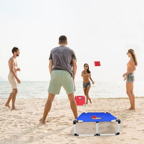 Portable PVC Framed Cornhole Game Set with 2 Collapsible Cornhole Boards, 8 Bean Bags and Carrying Case, Waterproof Mini Cornhole Set, Outdoor Indoor Yard Toss Games Rainbow Design (3 x 2-feet) in Saudi Arabia