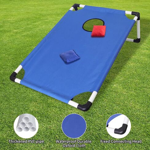 Portable PVC Framed Cornhole Game Set with 2 Collapsible Cornhole Boards, 8 Bean Bags and Carrying Case, Waterproof Mini Cornhole Set, Outdoor Indoor Yard Toss Games Rainbow Design (3 x 2-feet) in Saudi Arabia