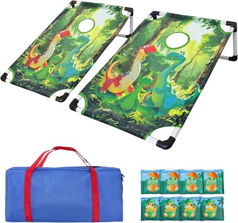 Portable PVC Framed Cornhole Game Set with 2 Collapsible Cornhole Boards, 8 Bean Bags and Carrying Case, Waterproof Mini Cornhole Set, Outdoor Indoor Yard Toss Games Rainbow Design (3 x 2-feet) in Saudi Arabia