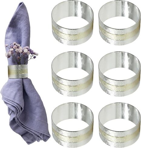 6 Pack Gold Napkin Rings, Metal Napkin Rings Elegant Table Decorations for Wedding, Dinner in Kuwait