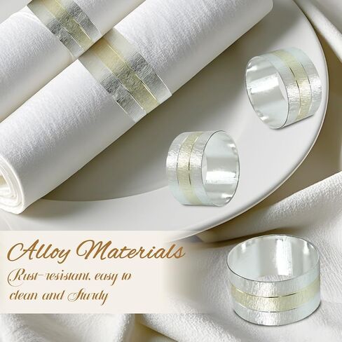 6 Pack Gold Napkin Rings, Metal Napkin Rings Elegant Table Decorations for Wedding, Dinner in Kuwait