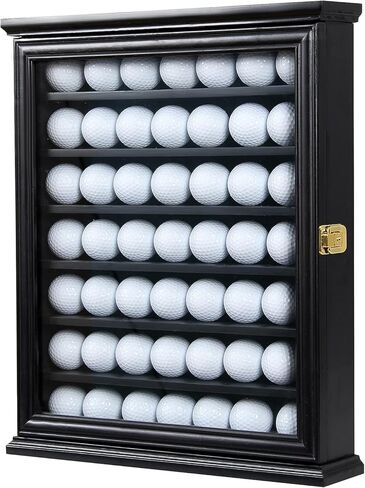 Exquisite Golf Ball Display Case - Lockable Door & Real Glass Window - Golf Ball Holder Display Wall Mount Shadow Box - Black - Office Decor and Storage Solution for Golf Balls in Saudi Arabia