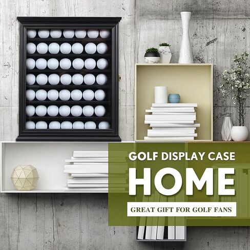 Exquisite Golf Ball Display Case - Lockable Door & Real Glass Window - Golf Ball Holder Display Wall Mount Shadow Box - Black - Office Decor and Storage Solution for Golf Balls in Saudi Arabia