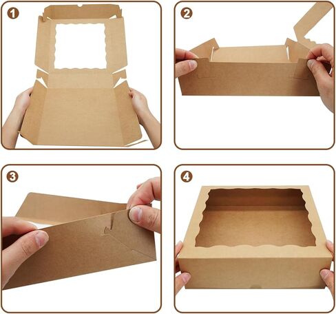 20 PCS فطيرة صناديق 10x10x2.5 بوصة: صناديق مخبز بيضاء مع نافذة ، صناديق ملفات تعريف الارتباط ، صناديق علاج ، صناديق الفراولة المغطاة بالشوكولاتة in Kuwait