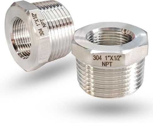 1/2 "npt male to 3/8" npt female hex hex hex botucer ، 304 steel feth steal npt تقليل تركيب أنابيب محول جلبة ، جلبة أنابيب شديدة التحمل لتقليل الأنابيب (1/2 "mnpt x 3/8" fnpt) in Kuwait