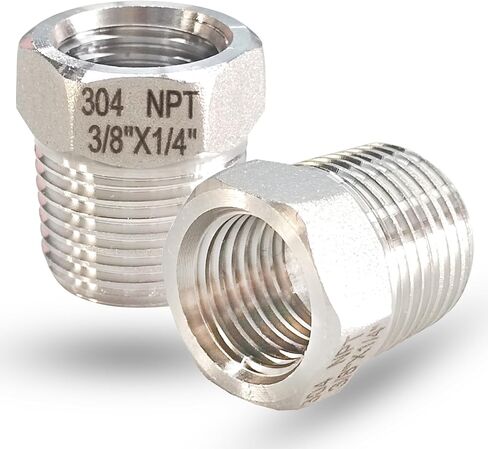 3/4" NPT Male to 3/8" NPT Female Hex Bushing Reducer, 304 Stainless Steel NPT Reducing Bushing Adapter Pipe Fitting, Heavy Duty Pipe Hex Bushing for Reducing Pipe (3/4" MNPT x 3/8" FNPT) in Saudi Arabia