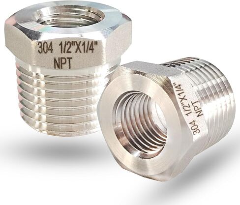 3/4" NPT Male to 3/8" NPT Female Hex Bushing Reducer, 304 Stainless Steel NPT Reducing Bushing Adapter Pipe Fitting, Heavy Duty Pipe Hex Bushing for Reducing Pipe (3/4" MNPT x 3/8" FNPT) in Saudi Arabia