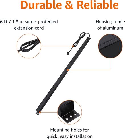 Amazon Basics 12 outlet surge protector strip ، heavy duty ، metal ، 600 joule ، 6 ft scor in Saudi Arabia