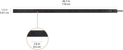 Amazon Basics 12 outlet surge protector strip ، heavy duty ، metal ، 600 joule ، 6 ft scor in Saudi Arabia