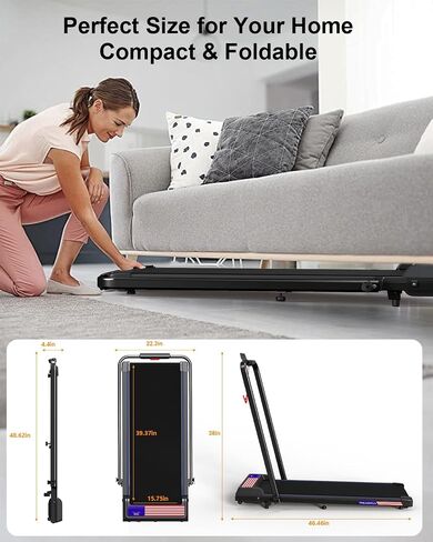 Treadmill Under Desk Walking Pad,2 in 1 Folding Treadmill for Home/Office with Remote Control and APP，Large Screen in Saudi Arabia