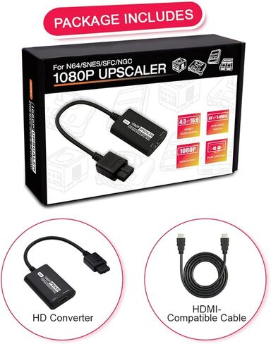 N64/NGC/SFC/SNES HDMI Adapter - Supports Auto SV & AV and 16:9/4:3 Switch, Plug & Play Video Game Adapter with No Lag, HDMI Adapter for N64/NGC/SFC/SNES Console in Saudi Arabia