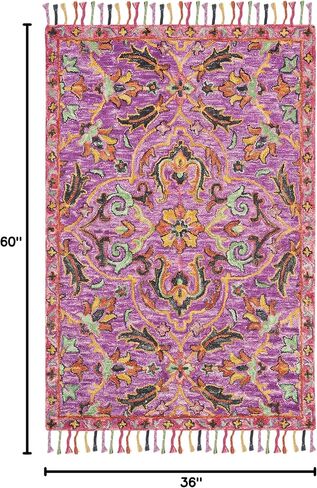 SAFAVIEH Blossom Collection 2'3" x 8' Purple / Multi BLM451A Handmade Tassel Premium Wool Runner Rug in Saudi Arabia