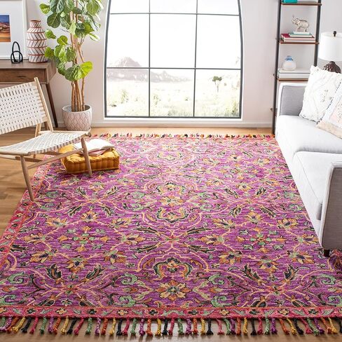 SAFAVIEH Blossom Collection 2'3" x 8' Purple / Multi BLM451A Handmade Tassel Premium Wool Runner Rug in Saudi Arabia