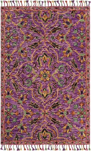 SAFAVIEH Blossom Collection 2'3" x 8' Purple / Multi BLM451A Handmade Tassel Premium Wool Runner Rug in Saudi Arabia