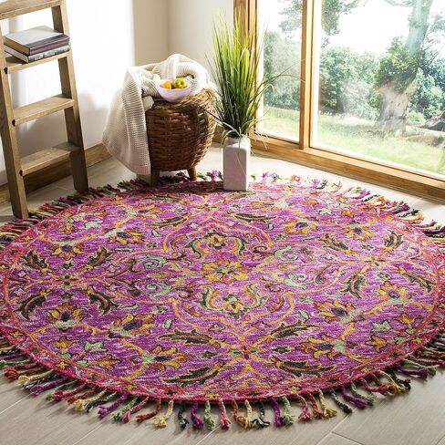SAFAVIEH Blossom Collection 2'3" x 8' Purple / Multi BLM451A Handmade Tassel Premium Wool Runner Rug in Saudi Arabia