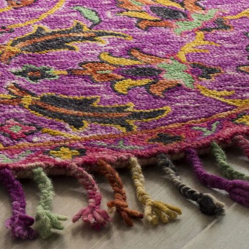 SAFAVIEH Blossom Collection 2'3" x 8' Purple / Multi BLM451A Handmade Tassel Premium Wool Runner Rug in Saudi Arabia