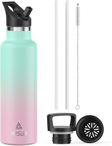 Stainless Steel Double Wall Water Bottles, Vacuum Insulated Bottle With Straw Lid, Insulated Water Bottle Keeps Water Cold for 24 Hours, Hot for 12 Hours, Hiking, Sports in Saudi Arabia