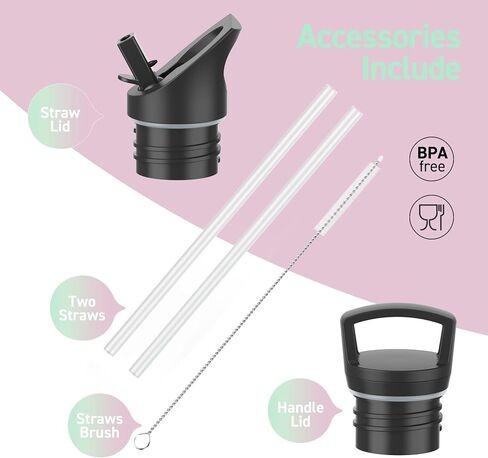 Stainless Steel Double Wall Water Bottles, Vacuum Insulated Bottle With Straw Lid, Insulated Water Bottle Keeps Water Cold for 24 Hours, Hot for 12 Hours, Hiking, Sports in Saudi Arabia