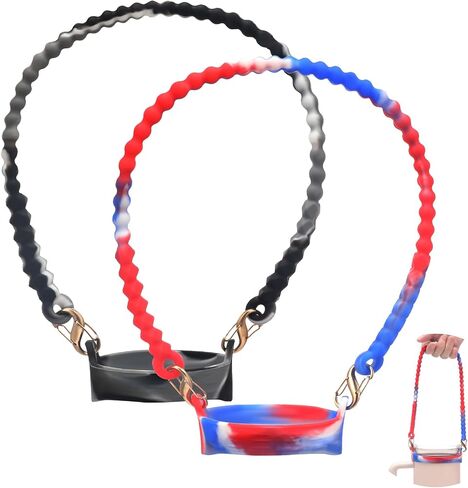 2PCS Water Bottle Handle - Strap Carrier Soft and Durable Silicone Water Bottle Sling Fits Most 8-40oz Bottles(W+P) in Saudi Arabia