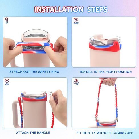2PCS Water Bottle Handle - Strap Carrier Soft and Durable Silicone Water Bottle Sling Fits Most 8-40oz Bottles(W+P) in Saudi Arabia