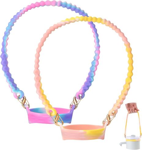 2PCS Water Bottle Handle - Strap Carrier Soft and Durable Silicone Water Bottle Sling Fits Most 8-40oz Bottles(W+P) in Saudi Arabia