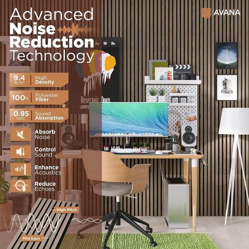 Avana Acoustic Wood Wall Panels – 47.2 X 12.6 Inch Black Oak Acoustic Panels 2 PCs – Modern Wall Panels For Interior Wall Decor For Homes, Offices, Studios – Sturdy And Durable Wood Panels For Wall in Saudi Arabia