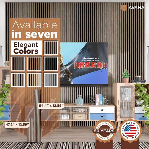 Avana Acoustic Wood Wall Panels – 47.2 X 12.6 Inch Black Oak Acoustic Panels 2 PCs – Modern Wall Panels For Interior Wall Decor For Homes, Offices, Studios – Sturdy And Durable Wood Panels For Wall in Saudi Arabia