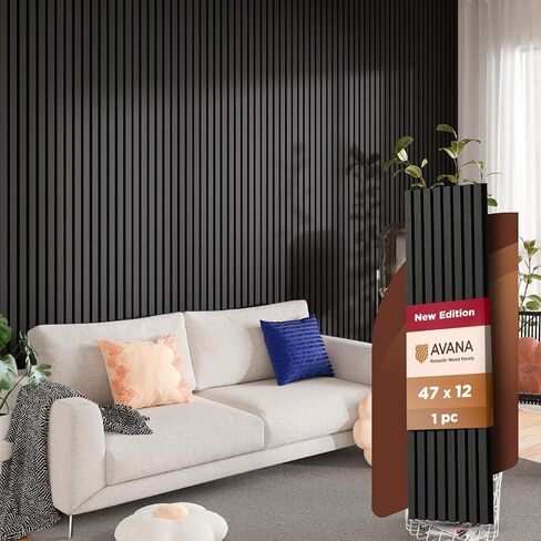 Avana Acoustic Wood Wall Panels – 47.2 X 12.6 Inch Black Oak Acoustic Panels 2 PCs – Modern Wall Panels For Interior Wall Decor For Homes, Offices, Studios – Sturdy And Durable Wood Panels For Wall in Saudi Arabia