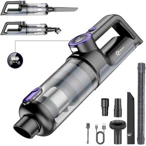 Hand held Vacuum Cleaner, Hand Vacuum 16000PA Powerful Suction Cordless Cordless Rechargeable Vacuum, for Car Home Bedroom Office Cleaning with LED Light