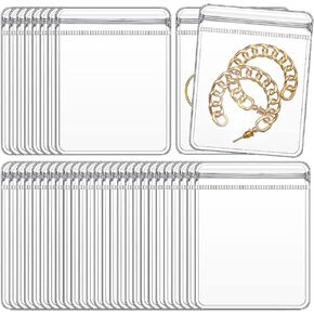GSHLLO 100 Pcs Clear Small Plastic Bags Jewelry Ziplock Bags Bracelets Rings Storage Pouch Portable Earrings Bags Self Sealing Necklace Bags for Pill Beads 4 x 6 cm