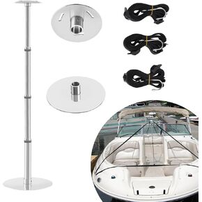 ﻿Boat Cover Support Poles,Stainless Steel Boat Cover Support System Pole,Telescoping and Adjustable Height, Boat Cover Poles with Stable Stainless Steel Base (Telescoping (Pack 2))