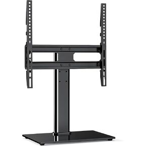 Simple Deluxe Universal Swivel TV Stand, 3 Height Adjustable Table Top LCD/LED TV Stand Mount for 26–55 inch TVs, Tempered Glass Base & Wire Management, Holds up to 90 lbs, Max VESA 400x400mm