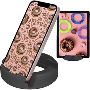 GoDonut – Phone Stand Original – Cell Phone Holder + Tablet Stand Desk Organizer – Compatible with Tablet, iPhone 16 15 14 Pro Max, Android & Most Smartphones - Black