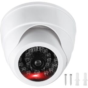 PATIKIL Fake Security Camera, 4Pcs Dummy Dome Cameras with Flashing Red LED Light/Screw/Cover for Indoor & Outdoor Home Business, White