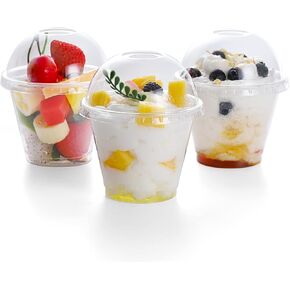 TashiBox [16oz-100set Plastic Cups with Dome lids Clear, Iced Coffee, Smoothie, Juice, Soda, Cocktail and Party Cups