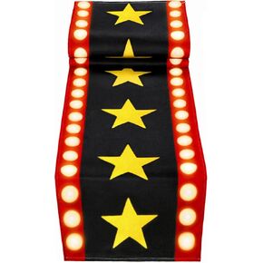 2 Pcs 13 x 72 Inch Movie Night Table Runner Red Movie Theme with Gold Star Design Movie Night Red Carpet Decoration for Movie Night Birthday Party Supplies（red）