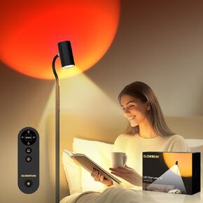GLOWRIUM LED Floor Lamp, Professional Eye-Caring Reading Light, 360° Rotating Gooseneck Lamp, 5 Color Temperatures and Stepless Dimming, No Blue Light, No Glare, No Flicker, and Uniform Illumination