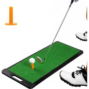 Golf Practice Mat | Best Golf Practice Mat | Durable Golf Mat with Handle 12" x 24" | Green Turf Golf Driving Mat