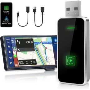 Moman Wireless Carplay Adapter, Mini Plug and Play Car Play Dongle USB A/C for Apple & Android Auto No Cable Mess for Cars from 2016+ & iOS 10+