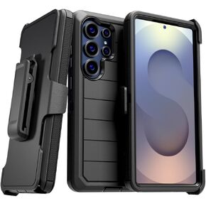 for Samsung Galaxy S25 Ultra Case with Belt Clip Holster & Kickstand, Screenless Protective Dual-Layer Shockproof Phone Case for Galaxy S25 Ultra - Black