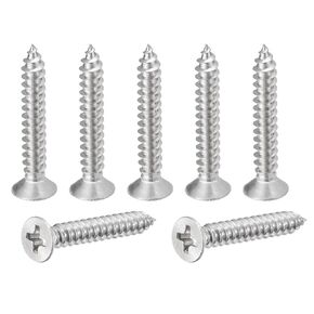 KA 3.5 X 25mm Flat Head Self Tapping Screw, Phillips Cross Recessed Threaded Countersunk Wood Screws, 304 Stainless Steel 18-8 Fastener Bolts, 150PCS