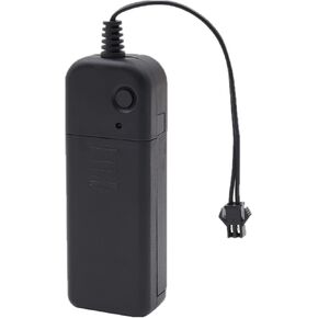EL Wire Battery Case Replacment, 2-Pin Power Controller Battery Box for EL Electroluminescent Wire Light kit (No Battery) (Black 5x)