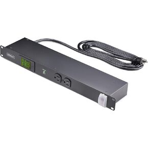 StarTech.com 16-Outlet Horizontal Rack Mount Metered PDU, 1U Server Power Strip w/Surge Protector, 8ft/2.4m Power Cable, TAA